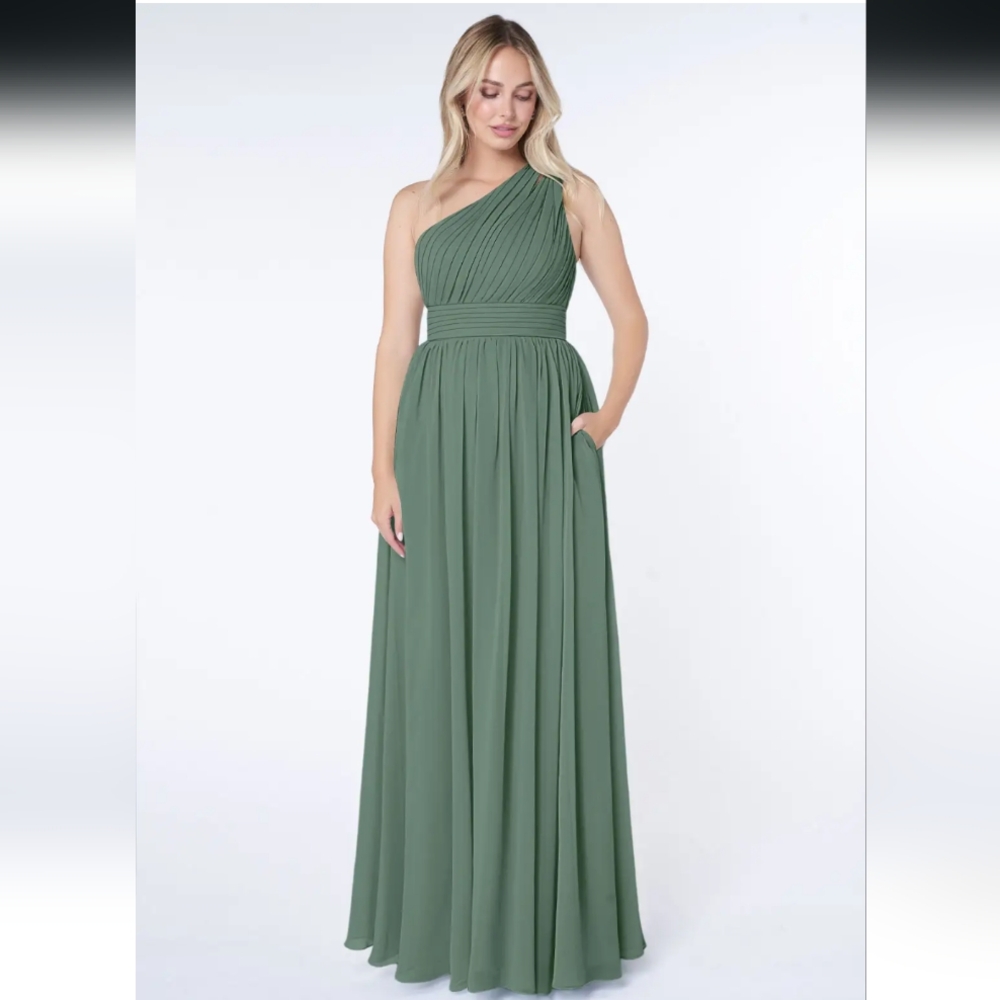 Azazie - Molly Dress (HAS POCKETS) - (Eucalyptus) - A8
